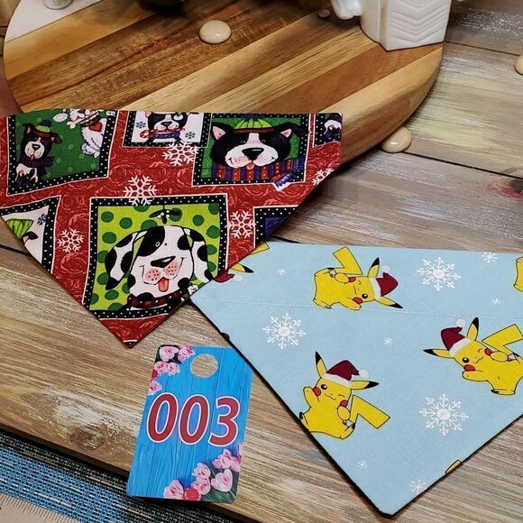 #3 Pikachu Christmas & Winter Dogs Medium 9" Dog Bandanas - Picture 1 of 3